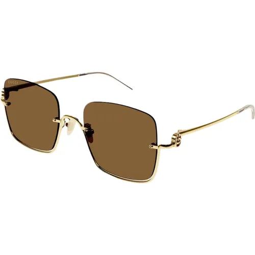 Trendige quadratische Sonnenbrille mit braunen Gläsern - Gucci - Modalova