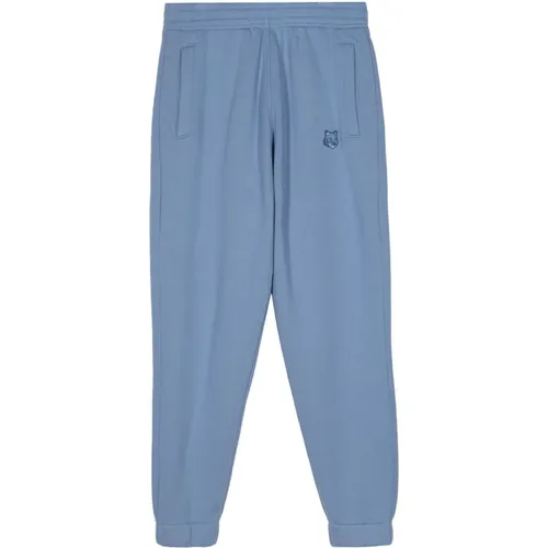 Blaue Jogginghose mit Fox Head Patch , Herren, Größe: L - Maison Kitsuné - Modalova