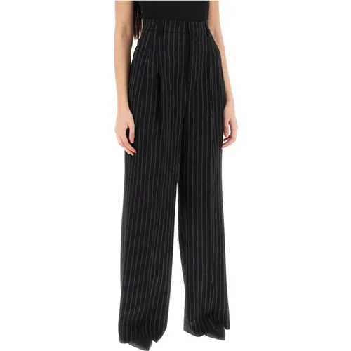 Wide-Leg Pinstripe Pants , female, Sizes: S - Ami Paris - Modalova