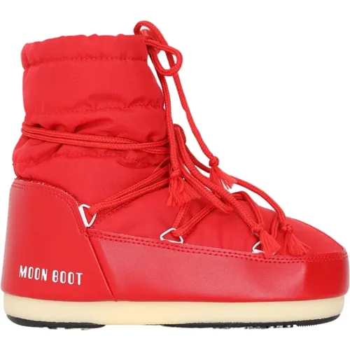 Rote Stiefeletten mit Logo-Print , Damen, Größe: 39 EU - moon boot - Modalova