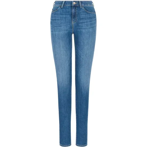 Moderne High Waist Skinny Jeans mit Logo , Damen, Größe: W26 - Emporio Armani - Modalova