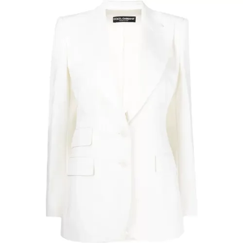 Blazers, female, , Size: XS Sophisticated Ivory Blazer - Dolce & Gabbana - Modalova