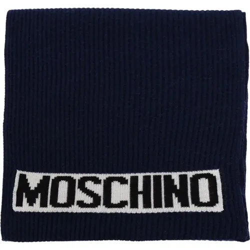 Winter Scarves, male, , Size: ONE SIZE Scarf with logo - Moschino - Modalova