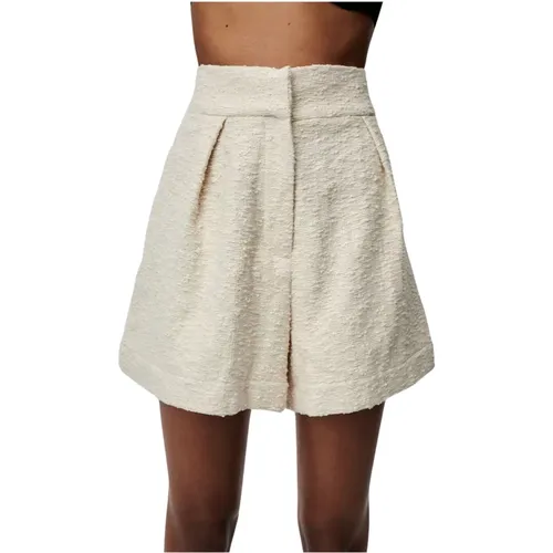 Cremefarbene Baumwoll-High-Waist-Shorts , Damen, Größe: M - Undress Code - Modalova