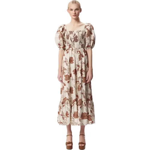 Floral Square Neck Maxi Dress , Damen, Größe: XS - Bizuu - Modalova