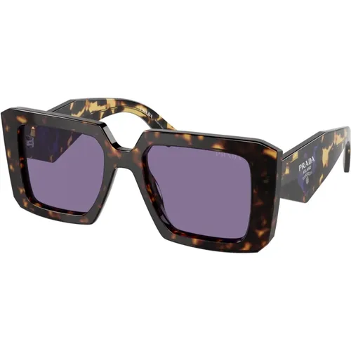 Tortoise/Violet Sunglasses , female, Sizes: 51 MM - Prada - Modalova