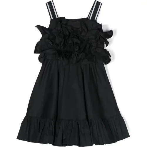 Schwarzes Kleid Set,Schwarzes Baumwollmädchenkleid mit Volant - Twinset - Modalova