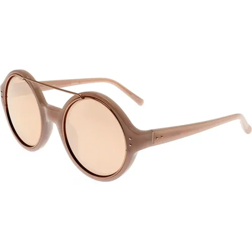 Dusky Rose Gold Mirror Sunglasses , female, Sizes: 52 MM - Linda Farrow - Modalova