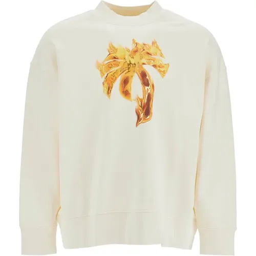 Brennende Palm Oversized Sweatshirt , Herren, Größe: L - Palm Angels - Modalova