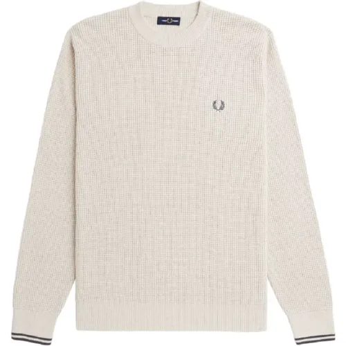 Sweatshirts, male, , Size: L Cream Crew Neck Sweater Aw24 - Fred Perry - Modalova