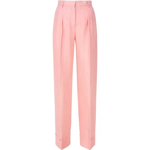 Straight Trousers, female, , Size: M Linen Blend Trousers - Andamane - Modalova