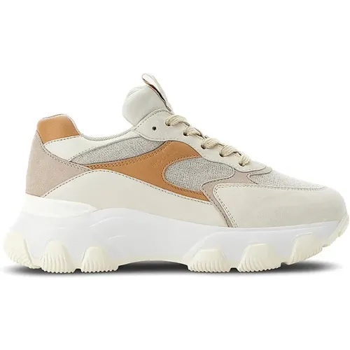 Beige Hyperactive Suede Sneakers , female, Sizes: 6 UK, 6 1/2 UK, 2 1/2 UK, 2 UK - Hogan - Modalova