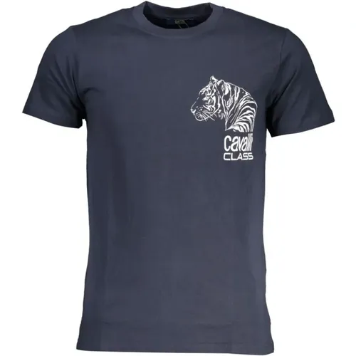 Blau Baumwolle Druck Logo T-Shirt - Cavalli Class - Modalova