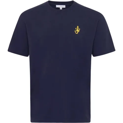 T-Shirts, male, , Size: L Anchor Embroidered Navy T-shirt - JW Anderson - Modalova