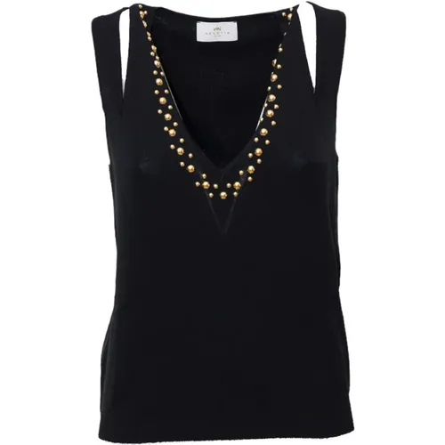 V-Neck Rhinestone Top , female, Sizes: S - Nenette - Modalova