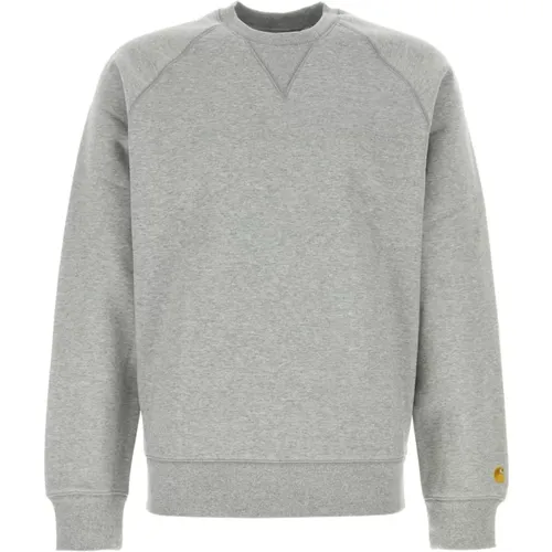 Grauer Baumwollmischung Chase Sweatshirt , Herren, Größe: L - Carhartt WIP - Modalova