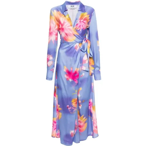 Floral Wrap Maxi Dress , female, Sizes: XS - Msgm - Modalova