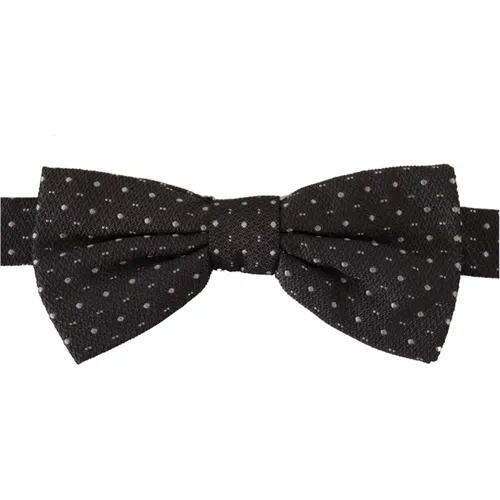 Bowties, male, , Size: ONE SIZE Silk Bow Tie Gray Polka Dot - Dolce & Gabbana - Modalova