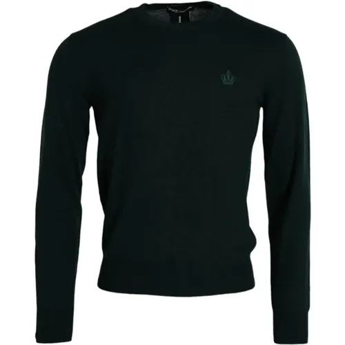 Krone Bestickter Wollpullover , Herren, Größe: 2XL - Dolce & Gabbana - Modalova