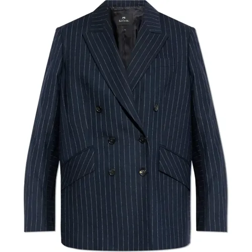 Blazers, female, , Size: S Double-breasted blazer with striped pattern - PS By Paul Smith - Modalova