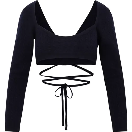 V-neck Knitwear, female, , Size: M Wrap-back Cable Knit Top - Patou - Modalova