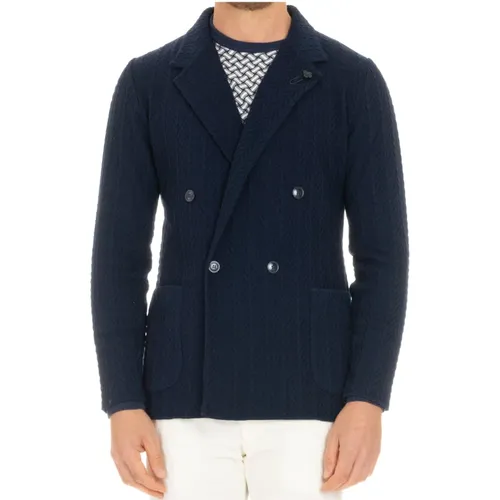 Blaue Doppelreihige Jacke Bequem Stilvoll - Lardini - Modalova