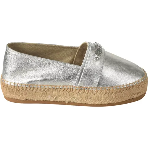 Espadrilles, female, , Size: 11 US Flat shoes Silver - Moschino - Modalova