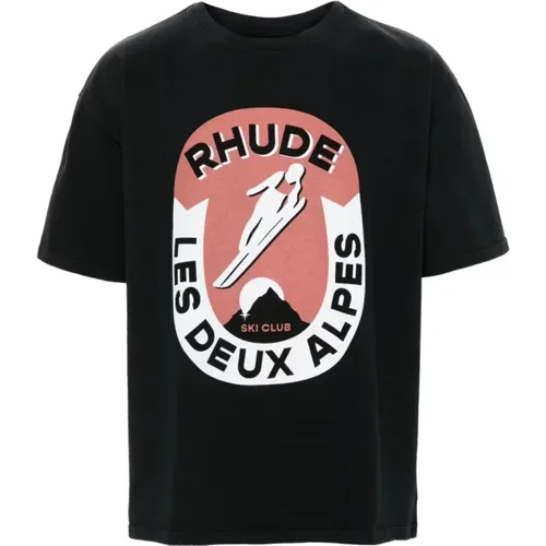 Schwarzes T-Shirt mit Frontdruck , Herren, Größe: L - Rhude - Modalova