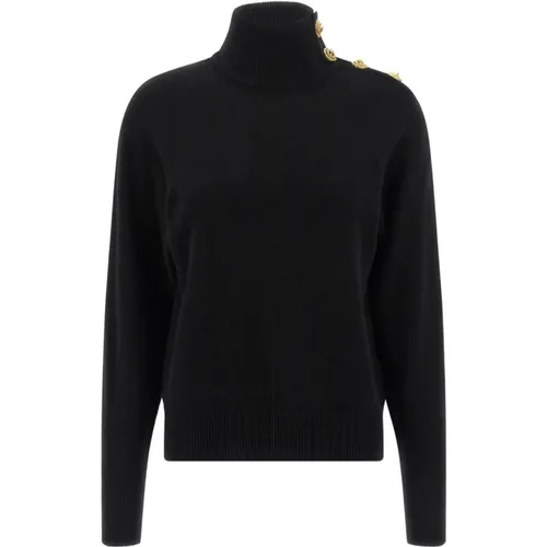 Turtlenecks, female, , Size: M High-Neck Coin-Button Sweater - Balmain - Modalova