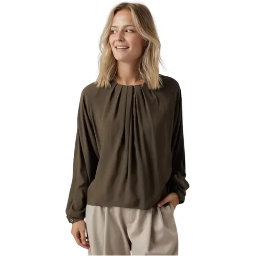 Grüne Plissierte Bluse Oversized Fit , Damen, Größe: XS - drykorn - Modalova