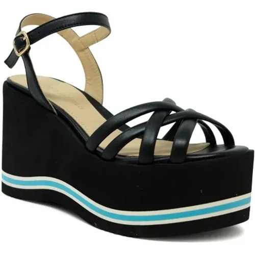 Schwarze Leder Keilsandalen Ss24 , Damen, Größe: 40 EU - Paloma Barceló - Modalova