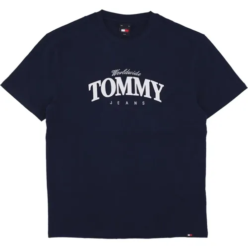 T-Shirts, male, , Size: XL Varsity Luxe Tee Dark Night Navy - Tommy Hilfiger - Modalova