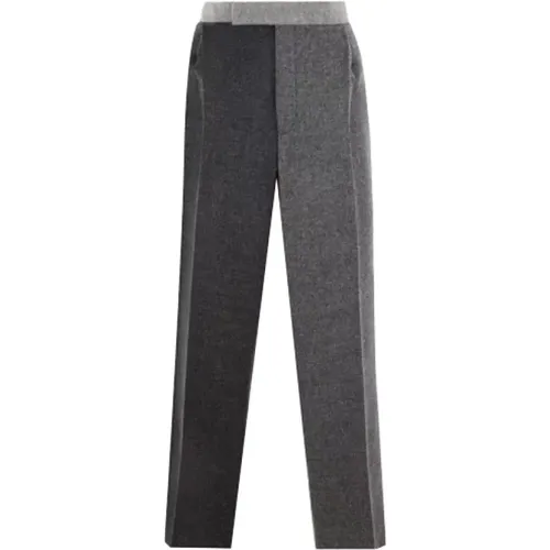 Chinos, male, , Size: L Grey Wide-Leg Trousers - Thom Browne - Modalova