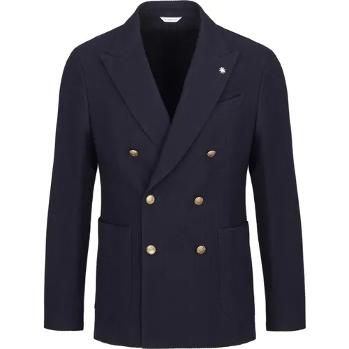 Blazers, male, , Size: XL Double Breasted Jacket with Gold Buttons - Manuel Ritz - Modalova