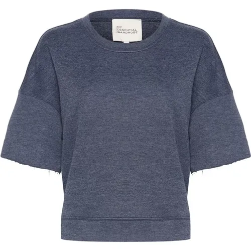 Denim Sweat Blouse Top , Damen, Größe: L - My Essential Wardrobe - Modalova