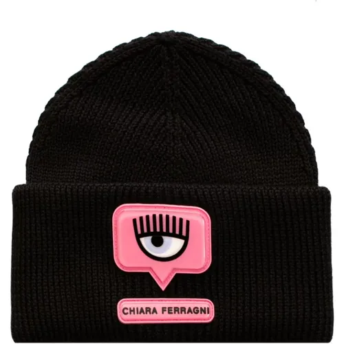 Beanies,Schwarzer Logo-Hut von Chiara Ferragni - Chiara Ferragni Collection - Modalova