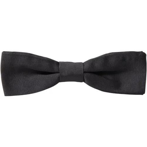 Bowties, male, , Size: ONE SIZE Dark Silk Adjustable Neck Bow Tie - Dolce & Gabbana - Modalova