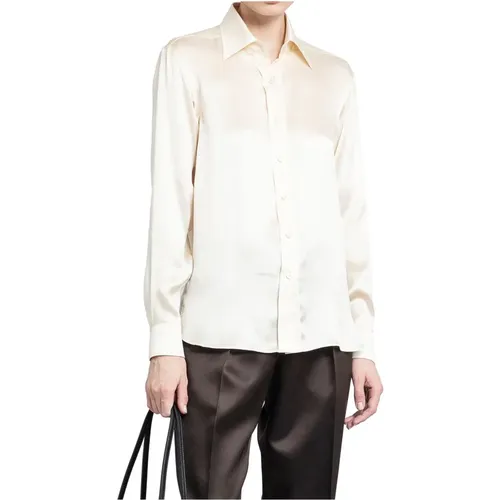 Satin Classic Collar Silk Shirt - Tom Ford - Modalova