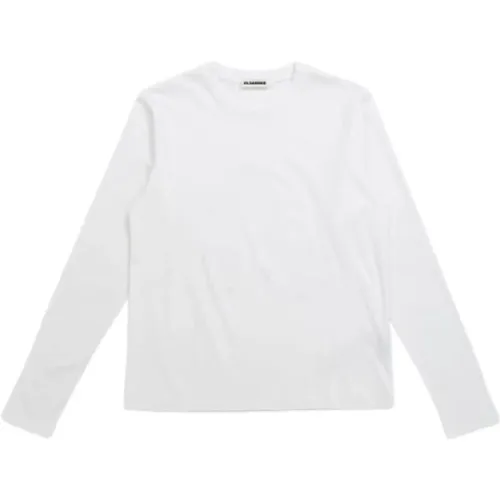 Langarm-Top, Weißes Baumwoll-T-Shirt , Damen, Größe: M - Jil Sander - Modalova