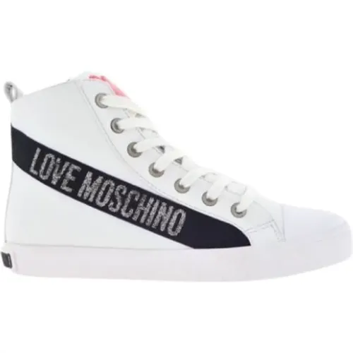 High Top Leder Sneakers Schwarzer Streifen - Love Moschino - Modalova