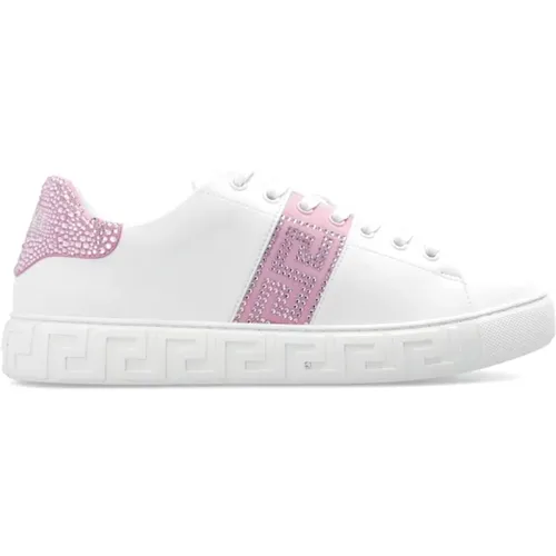 Sneakers with crystals , female, Sizes: 7 UK, 5 UK, 4 UK - Versace - Modalova