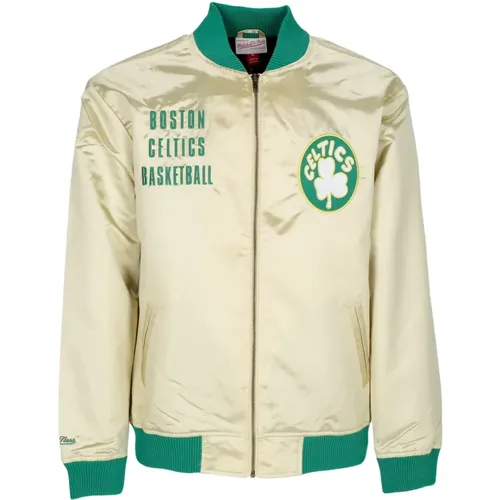 Bomber Jackets, male, , Size: L Boston Celtics Vintage Lightweight Satin Jacket - Mitchell & Ness - Modalova