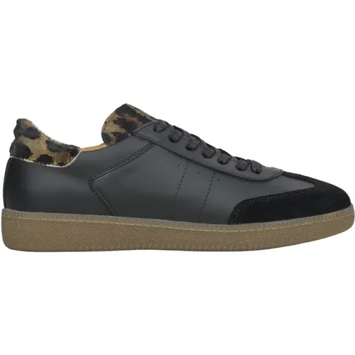 Damen Schwarze Animal Print Sneakers aus Italienischem Echtem Leder Er00114525 , Damen, Größe: 37 EU - Estro - Modalova