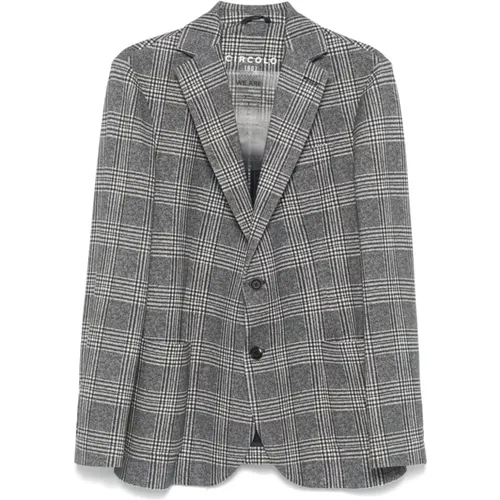 Blazers, male, , Size: 2XL Blue Check Fleece Jacket - Circolo 1901 - Modalova