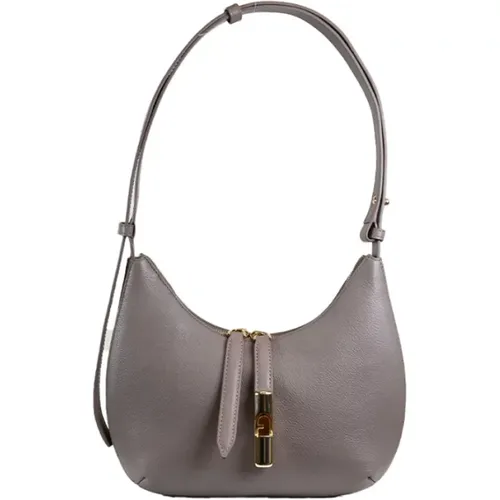 Shoulder Bags, female, , Size: ONE SIZE Grey Shoulder Bag with Rounded Shape - Furla - Modalova