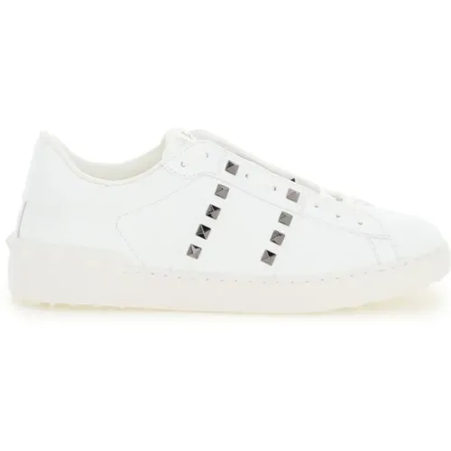 Rockstud Untitled Offene Leder Sneakers , Herren, Größe: 39 1/2 EU - Valentino Garavani - Modalova