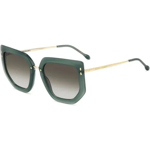 Gold Green Sunglasses with Green Shaded Lenses , female, Sizes: 55 MM - Isabel marant - Modalova