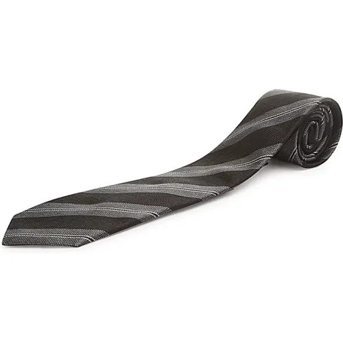 Ties, male, , Size: ONE SIZE Striped Silk Jacquard Diamond Tip Tie - Tagliatore - Modalova