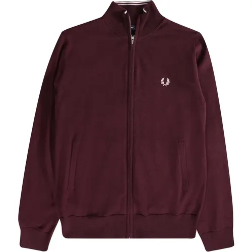 Zip-throughs, male, , Size: M Classic Wool Blend Zip Cardigan - Fred Perry - Modalova