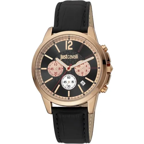 Watches, male, , Size: ONE SIZE Quartz Analog Leather Watch in Rose Gold - Just Cavalli - Modalova